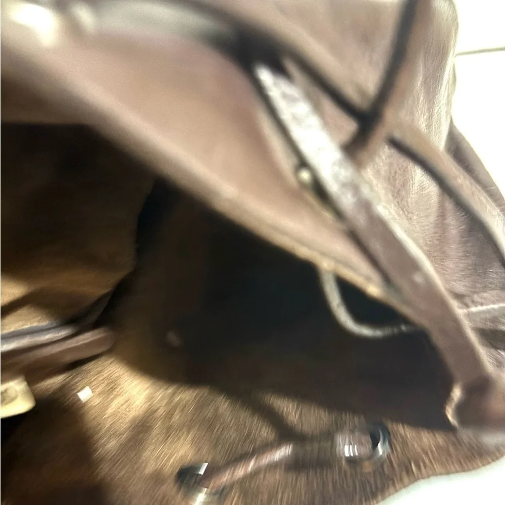 Miu Miu Brown Leather crossbody Drawstring mini Bag